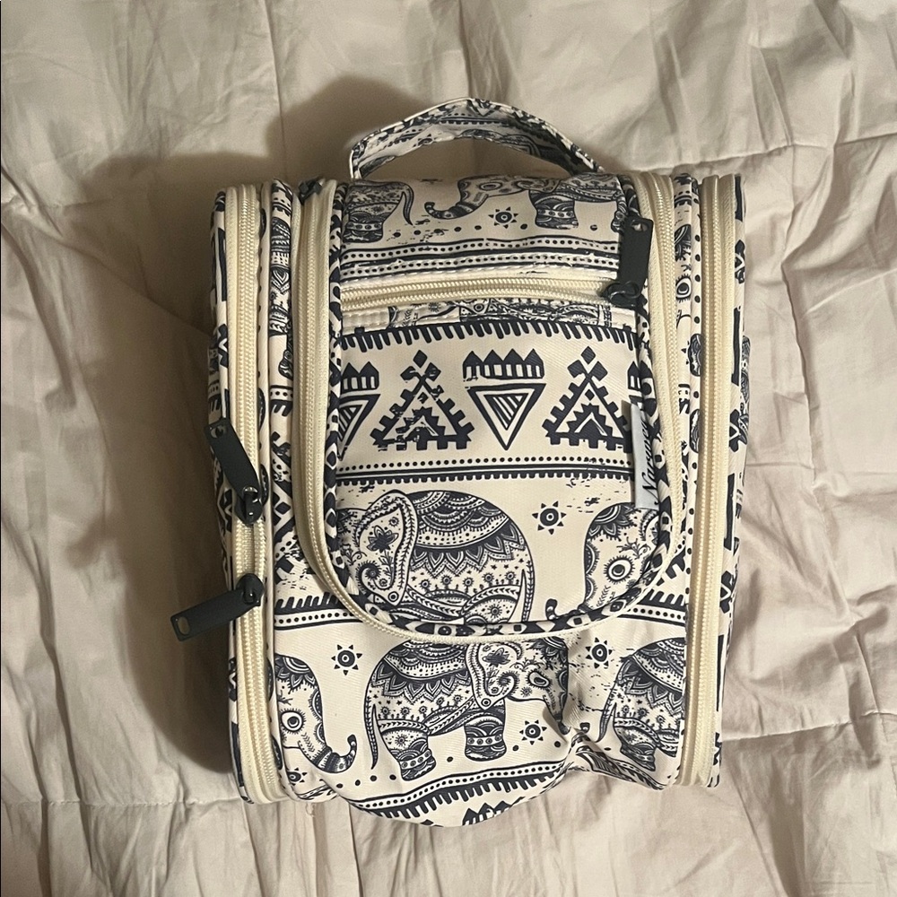 Elephant Print Travel Bag - Black and White
